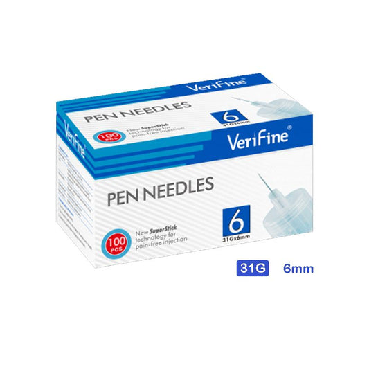 Surgicalmed Verifine Agulhas para caneta de insulina 31G X 6 Mm - Caixa de 100 unidades, 100 unidades.