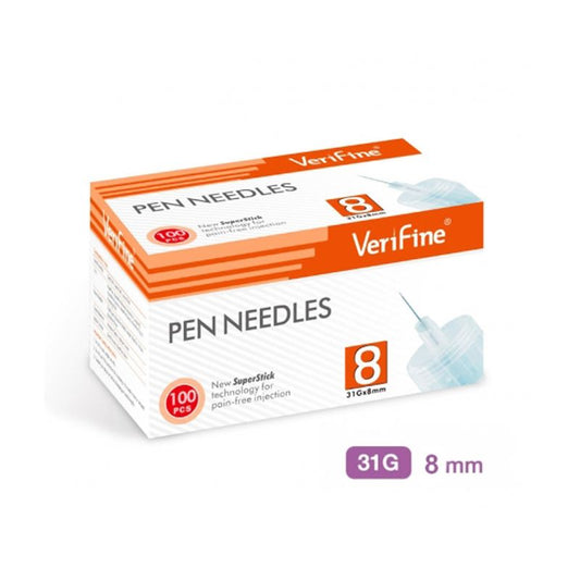 Surgicalmed Verifine Agulhas para caneta de insulina 31G X 8 Mm - Caixa de 100 unidades, 100 unidades.