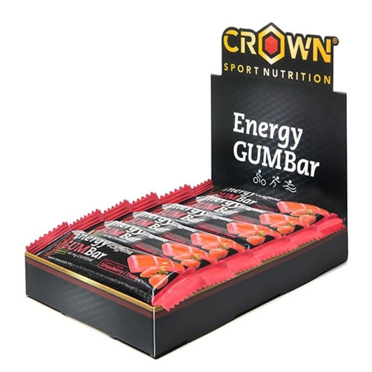 Crown Sport Nutrition Energy Gum Bar Morango + Cafeína , 12 x 30 gramas