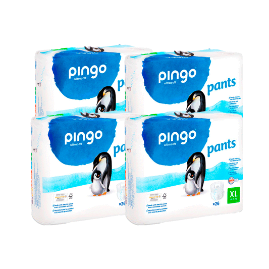 Embalagem 4 X fraldas ecológicas Pingo, tamanho 6 (26 unidades)