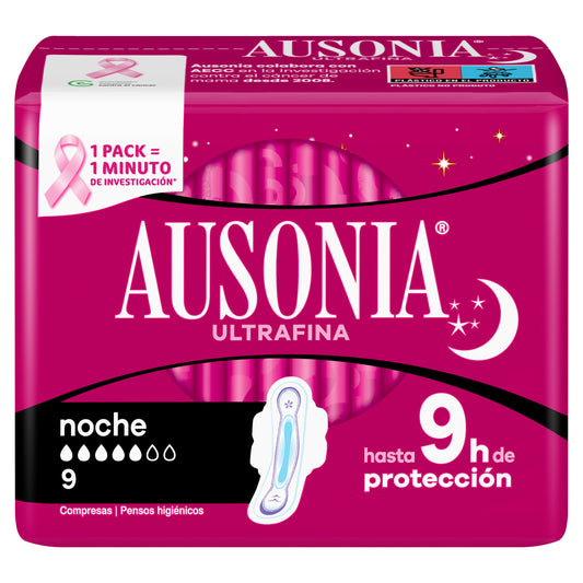 Ausonia Ultrafine Night Pads With Wings , 9 unidades