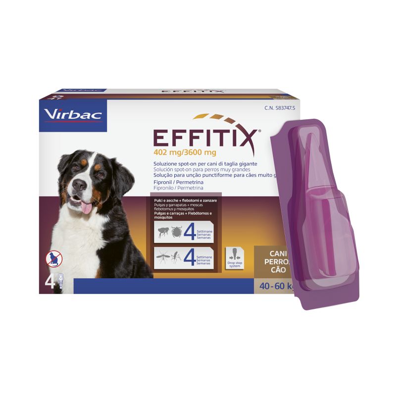 Effitix XL Antiparasitarios Perros Muy Grandes +40 Kg, 4 Pipetas