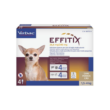 Effitix Xs Antiparasitarios Perros Muy Pequeños 1,5-4 Kg, 4 Pipetas