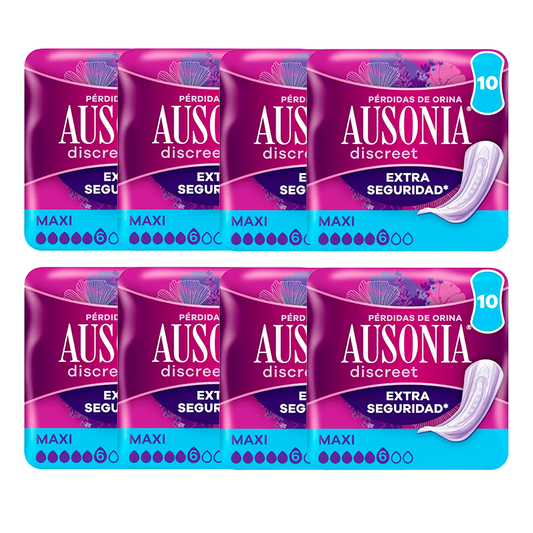 Ausonia Pack pensos higiénicos discretos para mulheres Maxi, 8 x 10 unidades