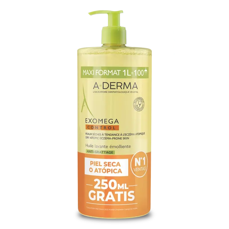 A-Derma Exomega Control Anti-Itch Emollient Cleansing Oil , 1000 ml