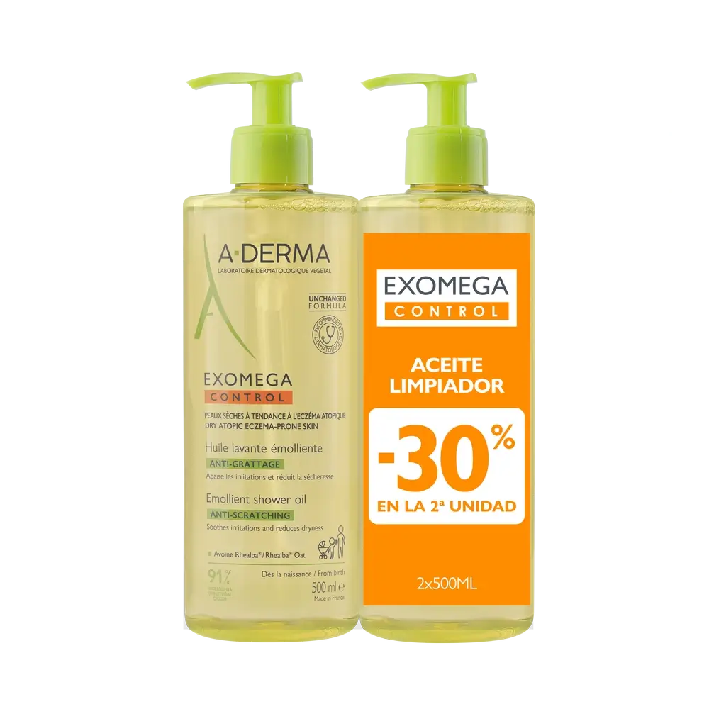 A-Derma Exomega Control Anti-Irritação Óleo de Duche Emoliente 2 X 500 Ml