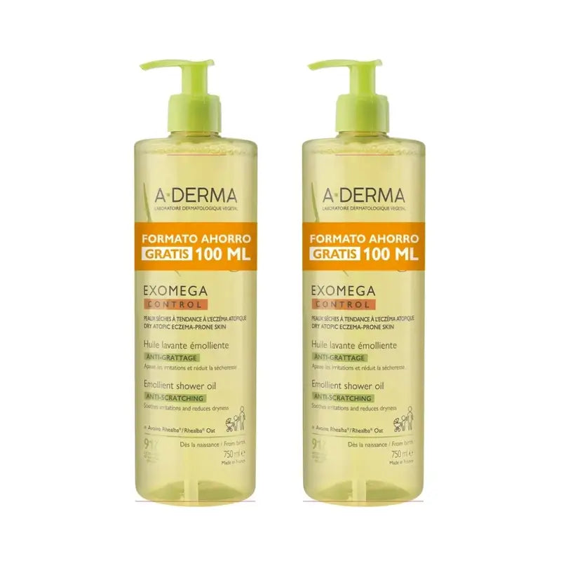 A-Derma Exomega Control Óleo de Duche Emoliente Anti-Irritação, 2X750 Ml