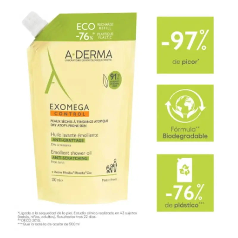 A-Derma Exomega Control Óleo de Substituição Ecológica, 500 ml