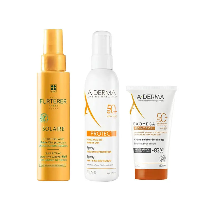 A-Derma Exomega Ctrl Cream Spf 50+ 150Ml Ad + Protect Sun Spray Spf50+ 200 Ml + Protective Sunscreen Fluid Kpf 50⁺ 100 Ml