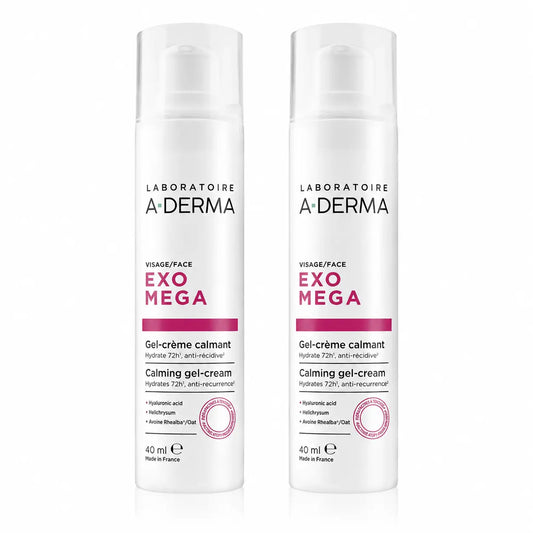 A-Derma Exomega Gel-Creme Facial Suavizante, 40 ml, embalagem de 2