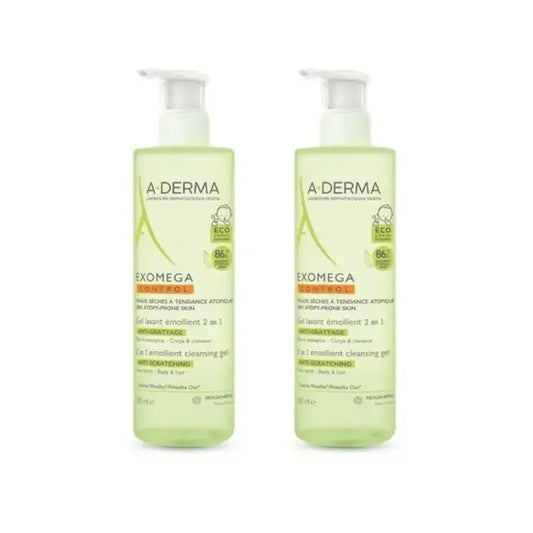 A-Derma Exomega Gel de Limpeza 2 em 1, 2X500 Ml