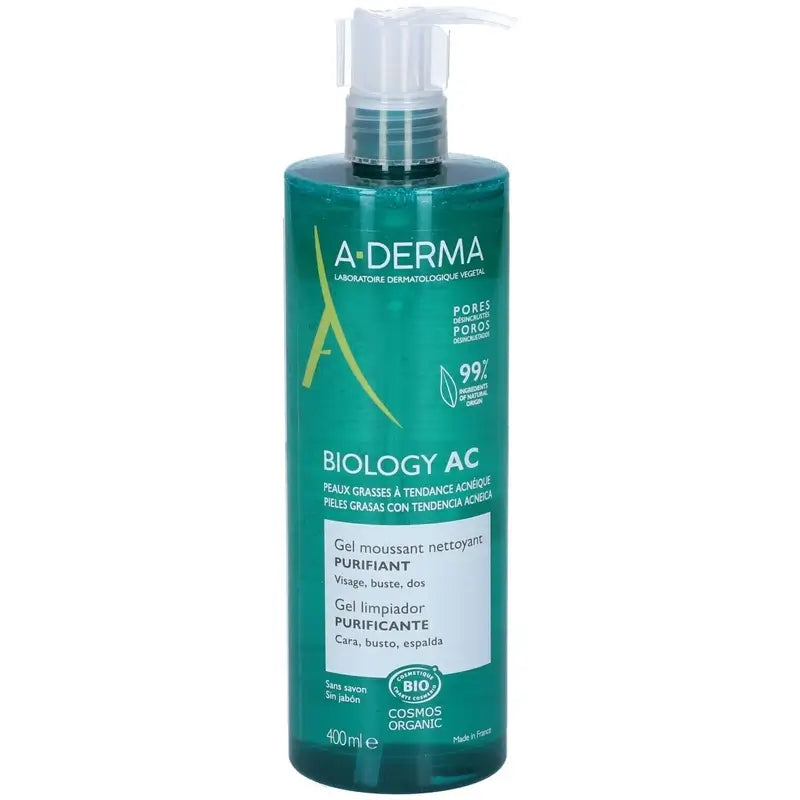 A-Derma Biology Ac Gel de Limpeza Espumante Purificante, 400 ml