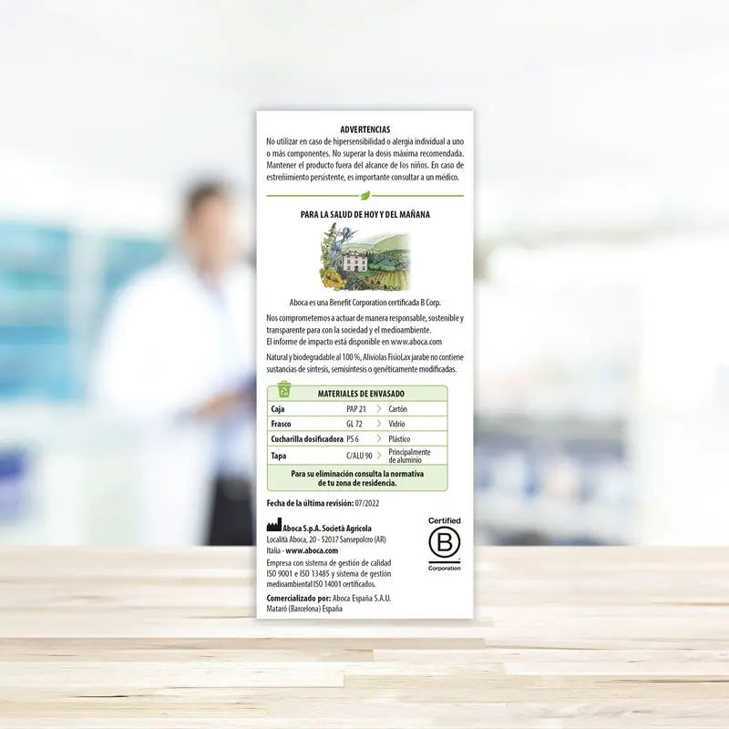 Aboca Aliviolas Fisiolax Xarope para a obstipação, 180 g