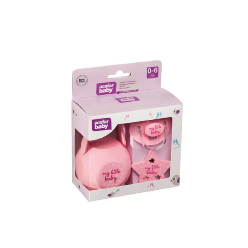 Acofar Acofarbaby Chupeta Anatómica + Corrente + Chupeta Cor-de-Rosa 0-6 Meses