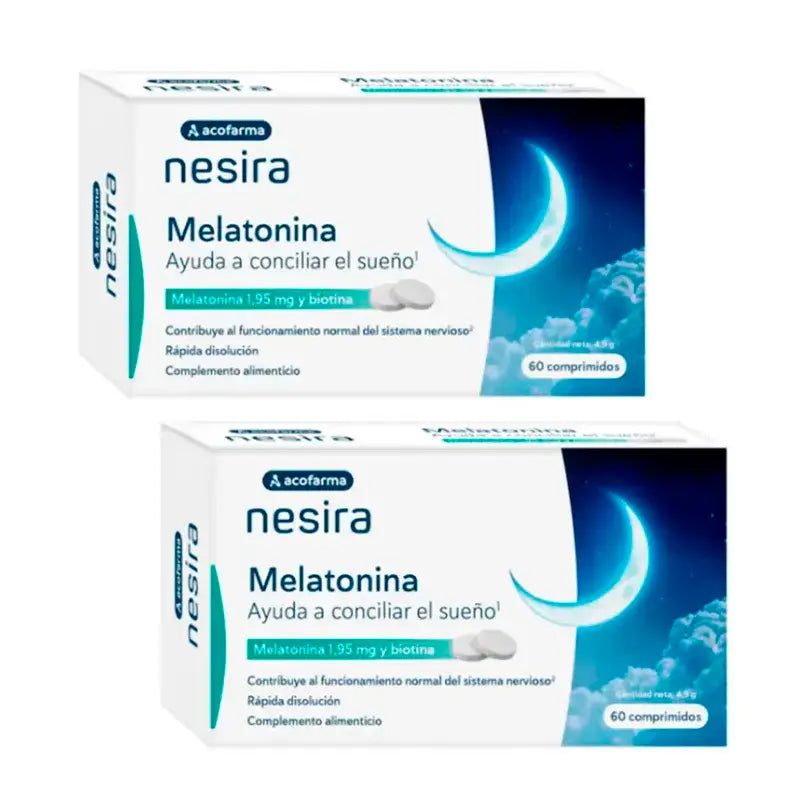 Acofar Acofarvital Melatonina 1,95 mg, Embalagem 2 x 60 comprimidos