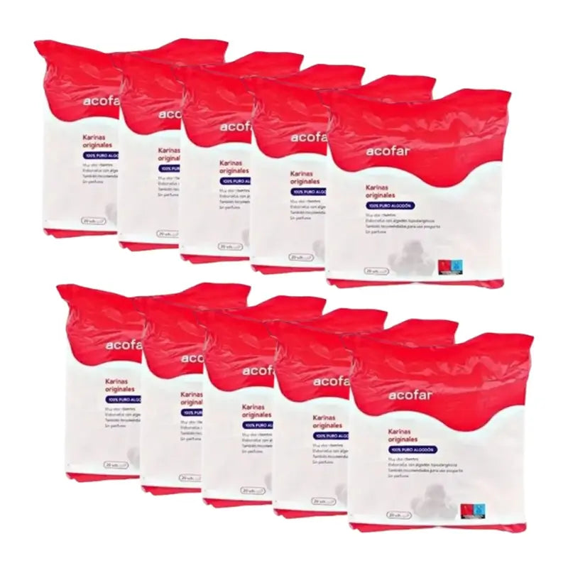 Almofadas de Algodão Tocológico Acofar Karinas, 10x20 unidades