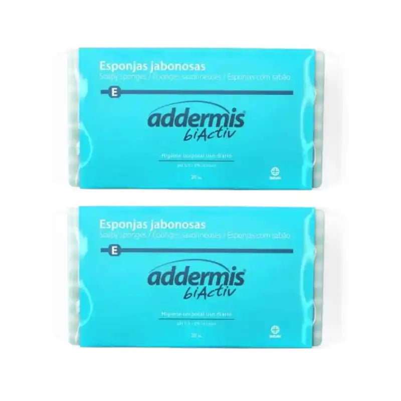 Addermis Biactiv Esponjas de sabão de limpeza diária, 2X 20 unidades