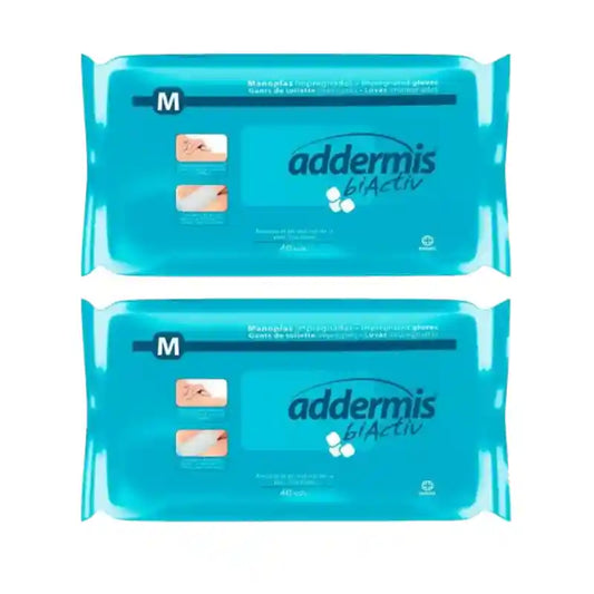 Addermis Biactiv Luva de limpeza corporal com sabão , 2X40 unidades