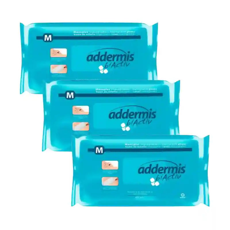 Addermis Biactiv Luva de limpeza corporal com sabão, 3X40 unidades