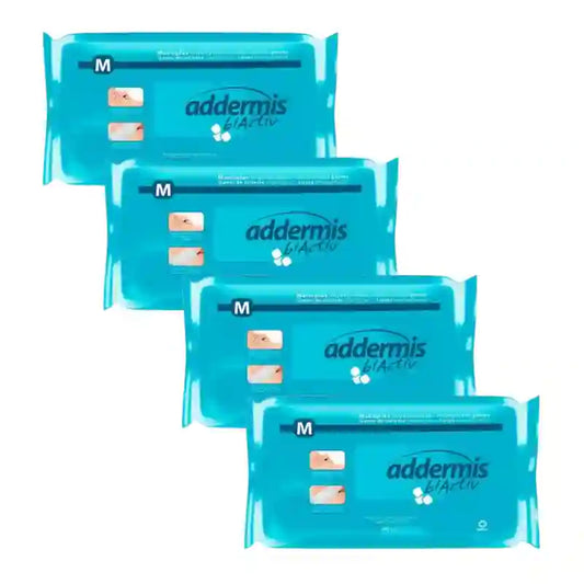 Addermis Biactiv Luva de limpeza corporal com sabão , 4X40 unidades