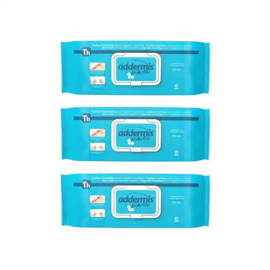 Toalhetes de higiene íntima para adultos Addermis Biactiv, 3X60 unidades