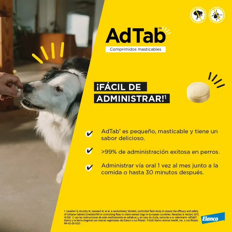 AdTab 112Mg Comprimidos Mastigáveis Cães 2,5-5,5Kg, 1Cpd