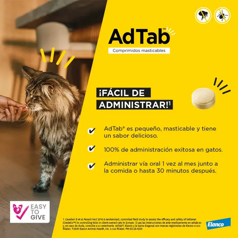 AdTab 12Mg Comprimidos Mastigáveis Gatos 0,5-2Kg, 3Cpd