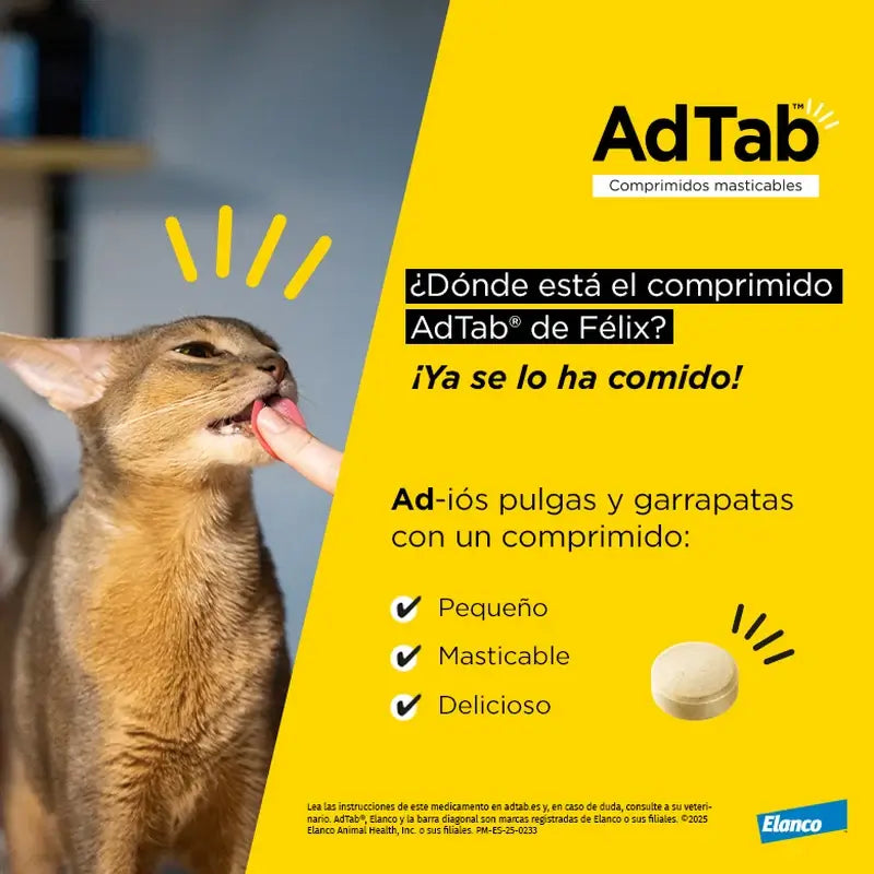 AdTab 12Mg Comprimidos Mastigáveis Gatos 0,5-2Kg, 3Cpd