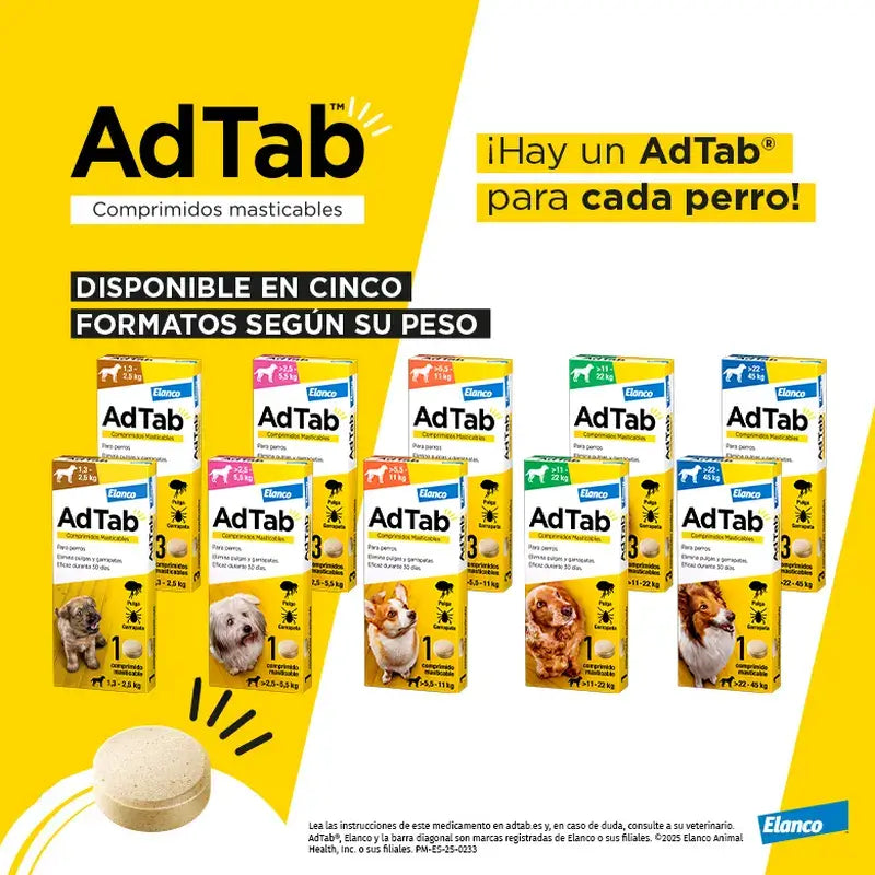 Adtab 225Mg Comprimidos Mastigáveis Cães 5,5-11kg, 2 Comprimidos