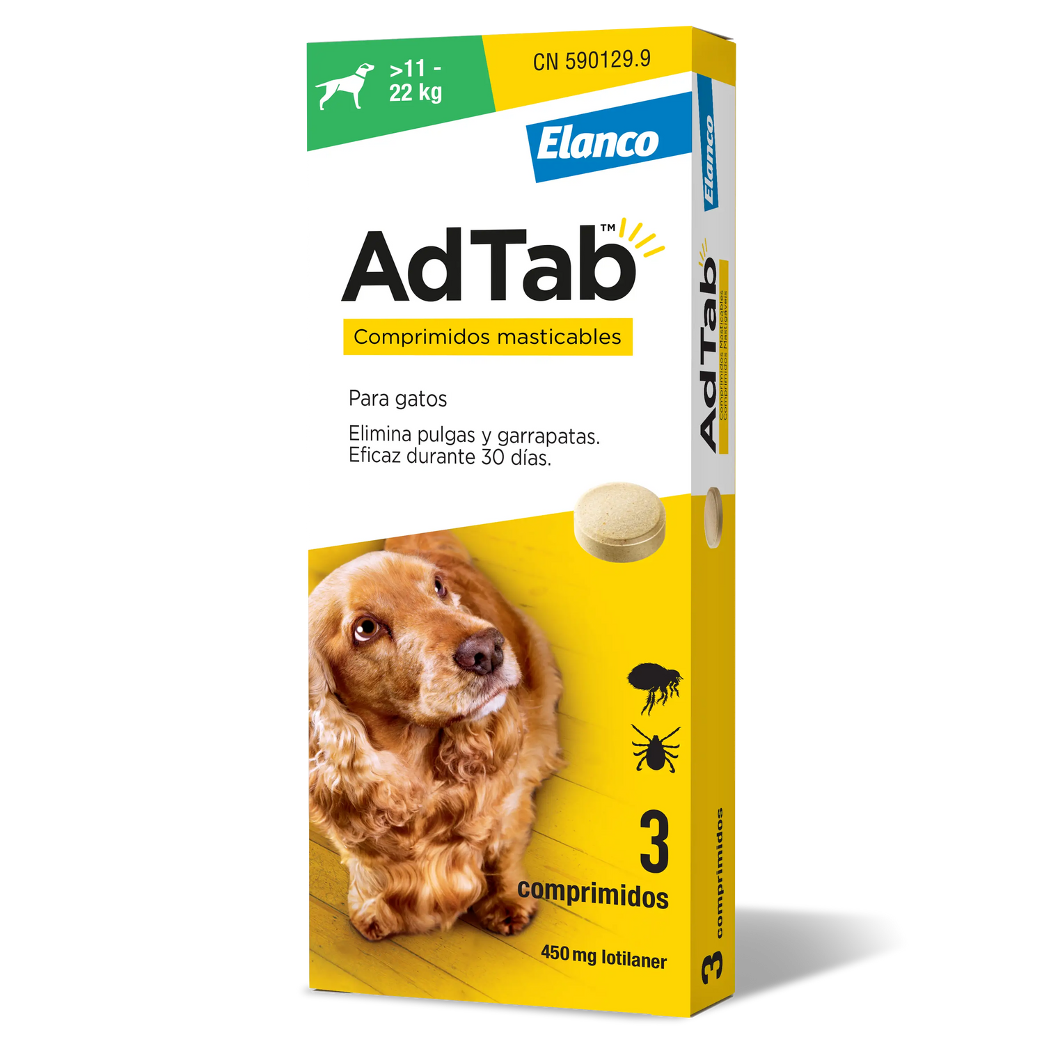 AdTab 450Mg Comprimidos Mastigáveis Cães 11-22Kg, 3Cpd