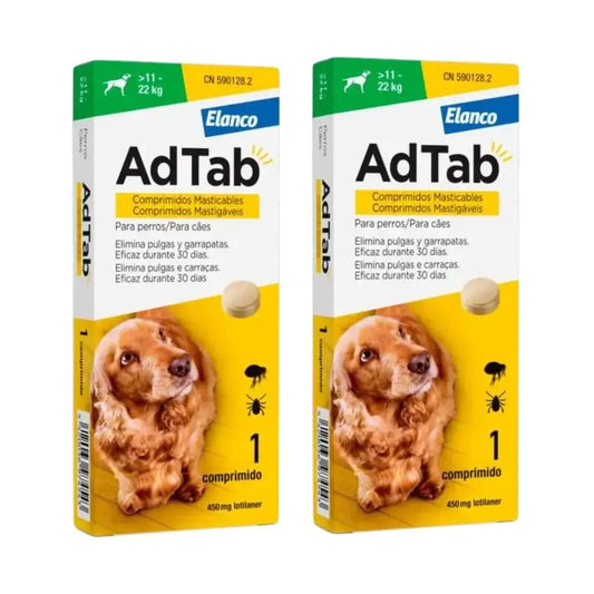 Adtab 450Mg Comprimidos Mastigáveis Cães 11-22Kg, 2 Comprimidos