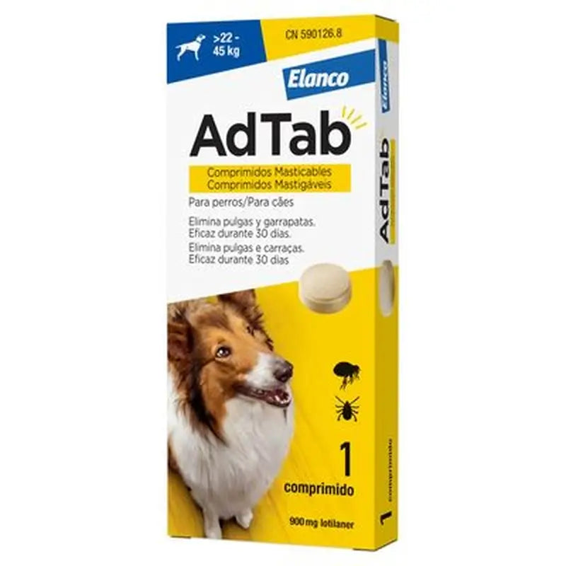 AdTab 900Mg Comprimidos Mastigáveis Cães 22-45Kg, 1Cpd