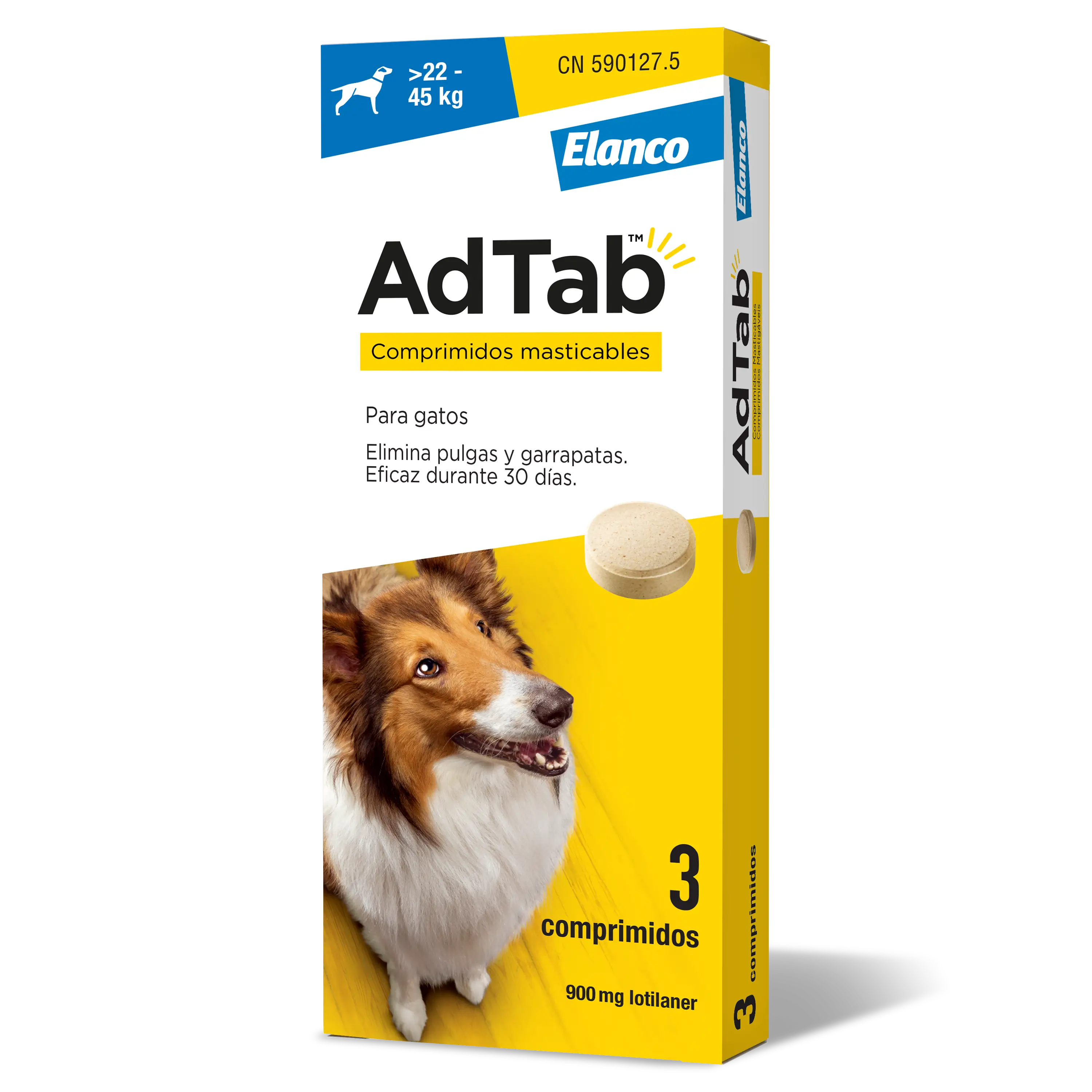 AdTab 900Mg Comprimidos Mastigáveis Cães 22-45Kg, 3Cpd