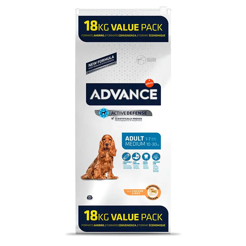 Advance Canine Adult Medium Pollo Arroz 18Kg, pienso para perros