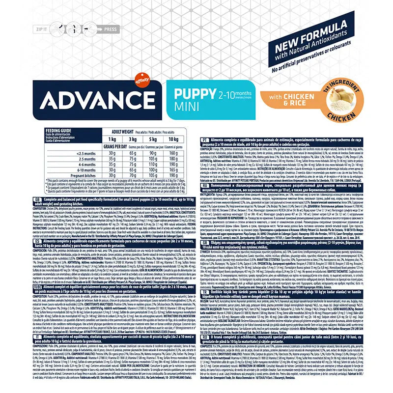 Advance Canine Puppy Mini Pollo Arroz 7,5Kg, pienso para perros