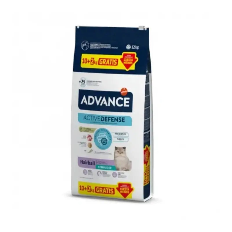 Alimento para gatos Advance Adult não esterilizado com frango, 10+2 kg