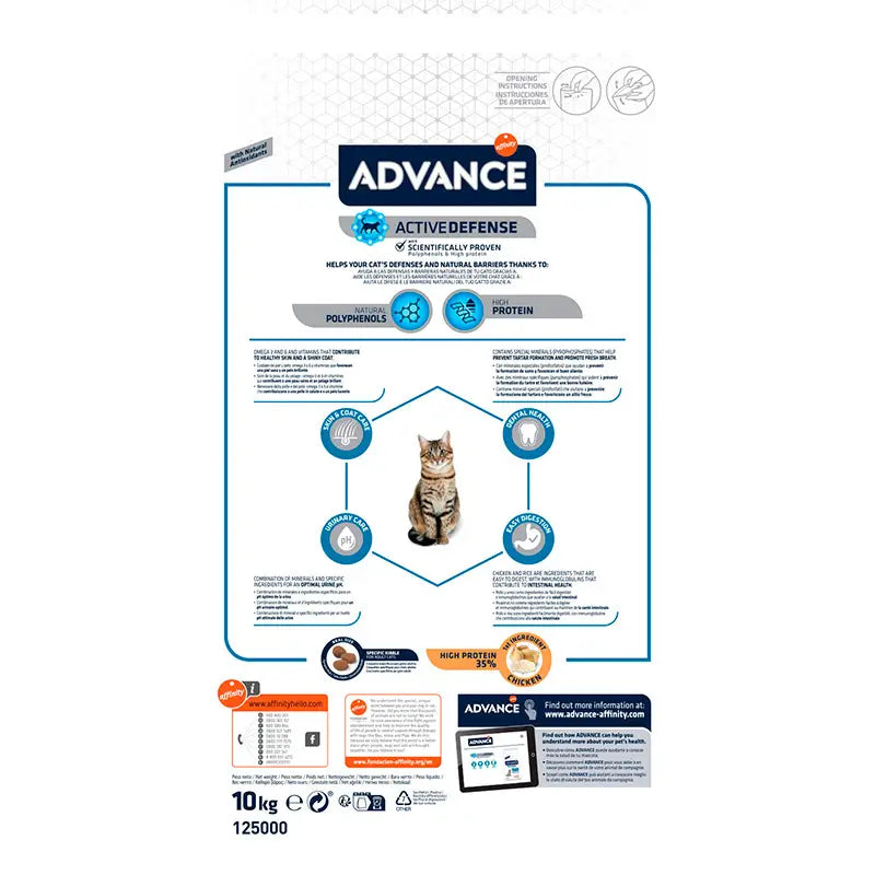 Advance Feline Adult Pollo Arroz 10Kg, pienso para gatos
