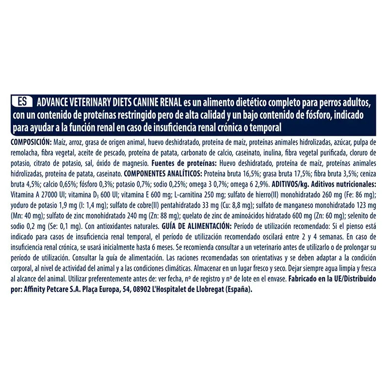 Avanço do Vet Canine Adulto Faille Renal 12kg