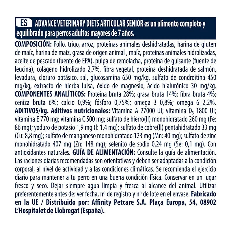 Avanço veterinário Senior Senior +7 Articular 3k