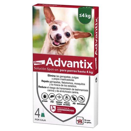 Advantix Antiparasitário Pipetas para Cães até 4 Kg 4 Unidades X 0,4 Ml