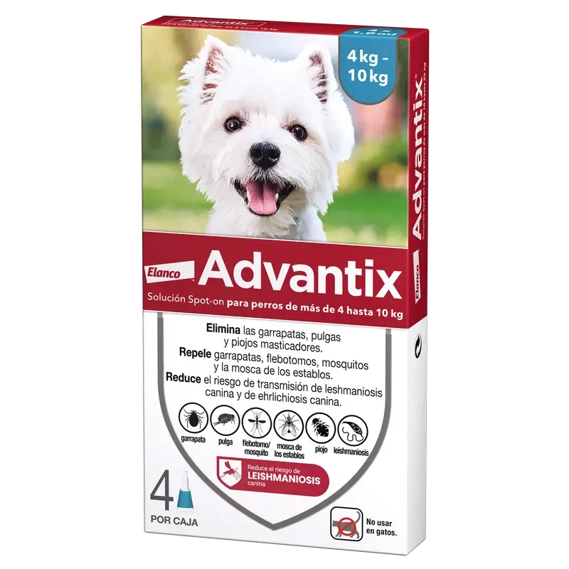 Advantix Antiparasitário Pipetas para Cães de 4 a 10 Kg 4 Unidades X 1 Ml