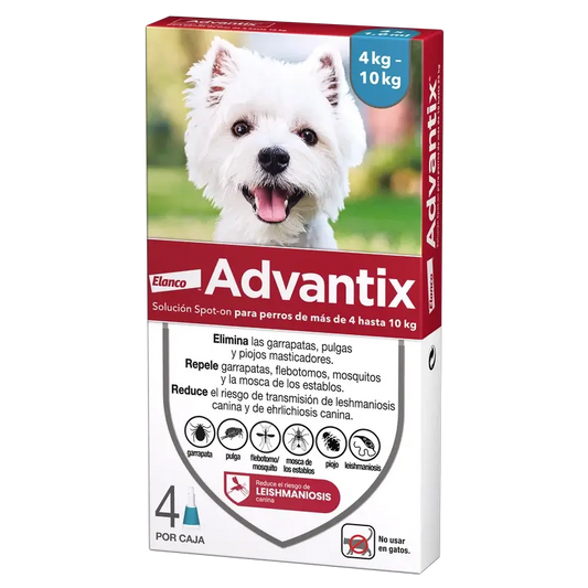 Advantix Antiparasitário Pipetas para Cães de 4 a 10 Kg 4 Unidades X 1 Ml
