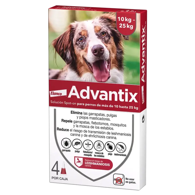 Advantix Antiparasitário Pipetas para cães de 10 a 25 kg 4pcs x 2,5 ml