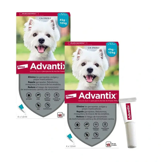 Advantix Antiparasitic Pipettes For Dogs From 4 To 10 Kg, 8 Units X 1 Ml