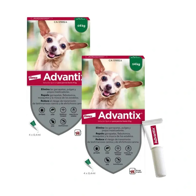 Advantix Antiparasitic Pipettes For Dogs Up To 4 Kg, 8 Unidades X 0,4 Ml