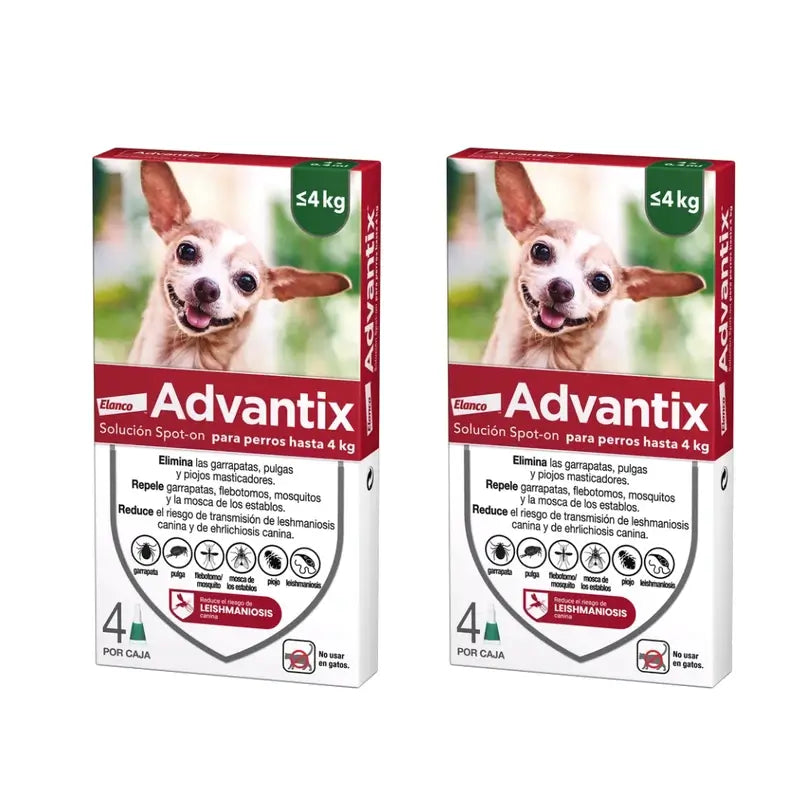 Advantix Antiparasitic Pipettes For Dogs Up To 4 Kg, 8 Unidades X 0,4 Ml
