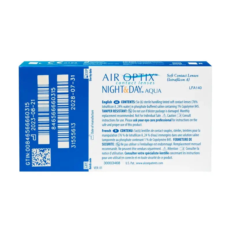 Air Optix Night&Day Aqua Spherical Lentes de Contacto Mensais, 6 unidades - -0.00, 8.6, 13.8