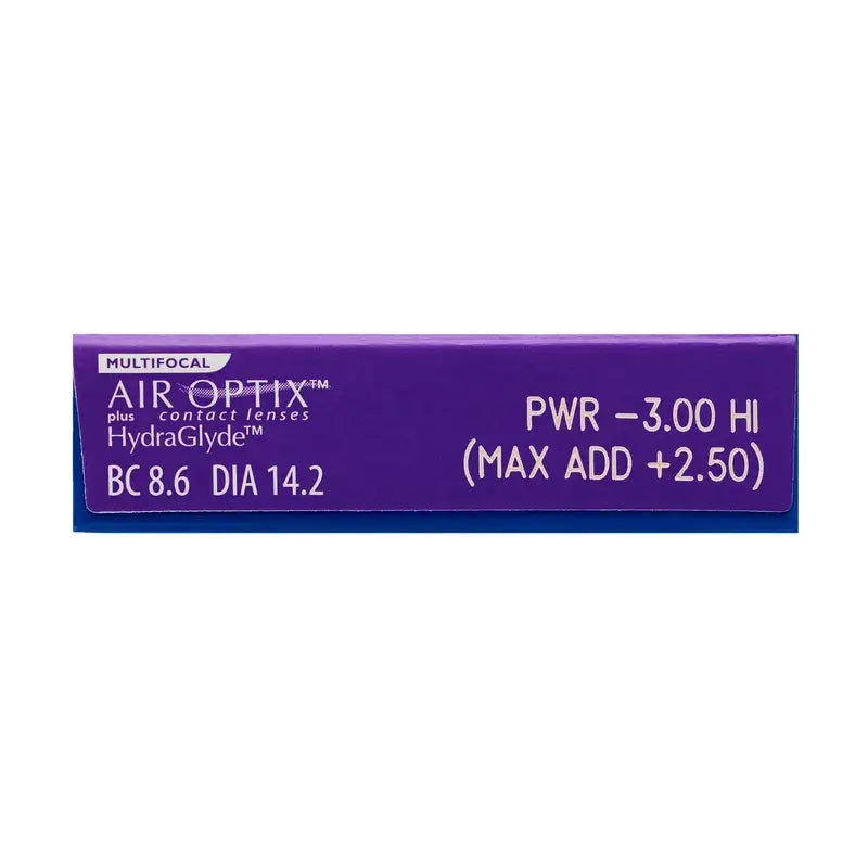 Air Optix Plus HydraGlyde Lentes Multifocais Mensais, 3 unidades - +1.50, 8.6, Alta, 14.2