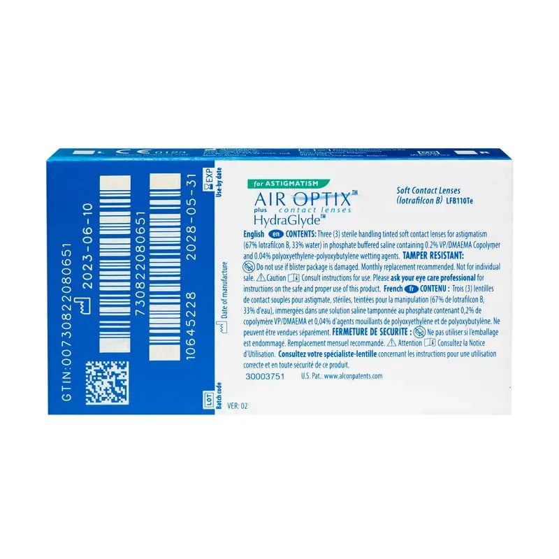 Air Optix Plus HydraGlyde Lentes Toric Mensais , 3 unidades