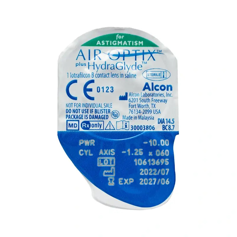 Air Optix Plus HydraGlyde Lentes Toric Mensais , 6 unidades - -4.00, -1.25, 30, 8.7, 14.50